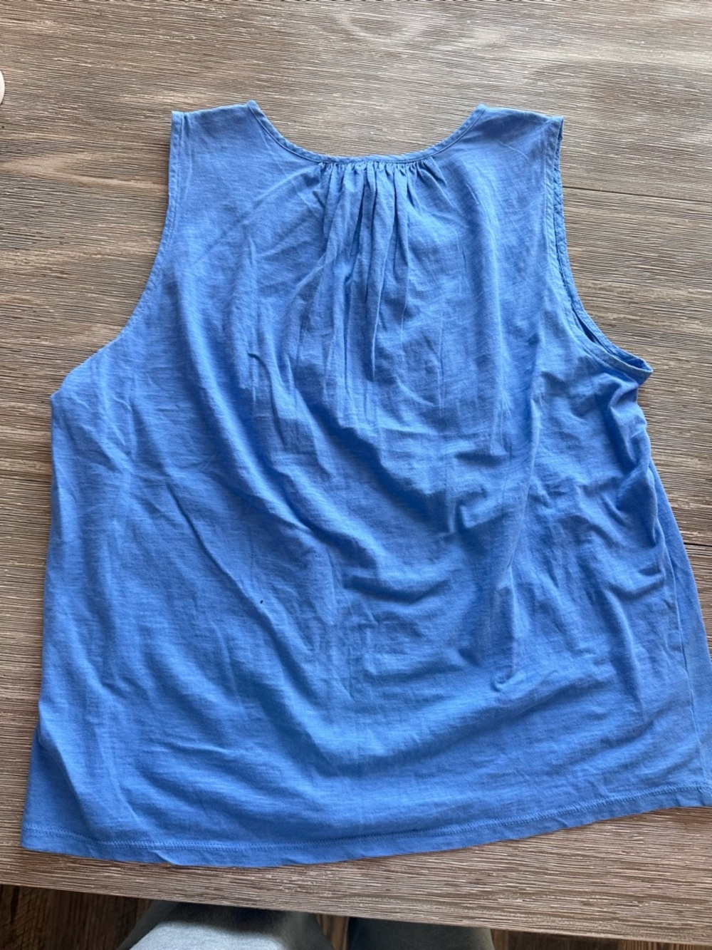 LOFT Blue Textured Yoke Tie-Front Tank - Picture 4 of 5